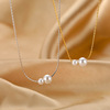 Fashionable necklace from pearl, universal chain for key bag , simple and elegant design, 925 sample silver, 2022
