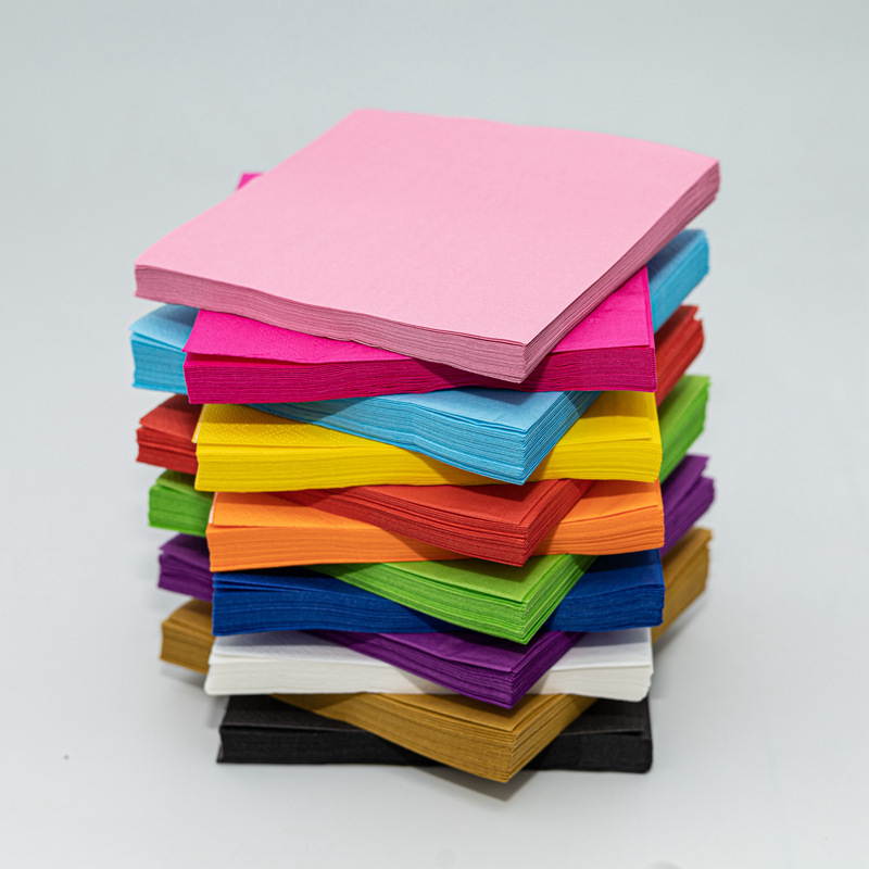 [ready Stock] Solid Color 25*25cm Printed Paper Towel Napkin Disposable Restaurant Layout Amazon Hot Style