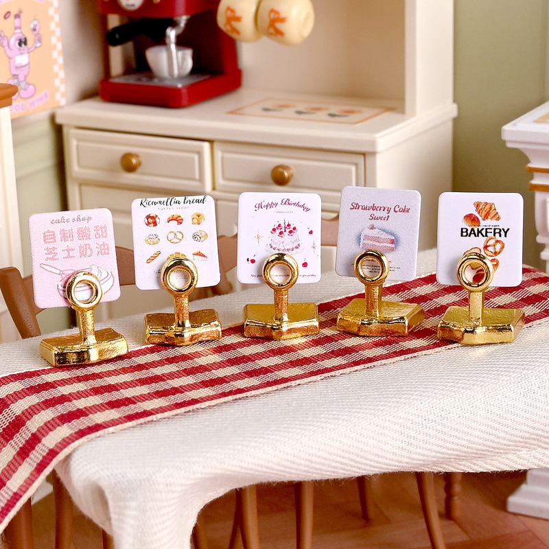 Doll House Mini Alloy Price Tag Miniature Food Toy Dessert Shop Display Card Set Decorative Model
