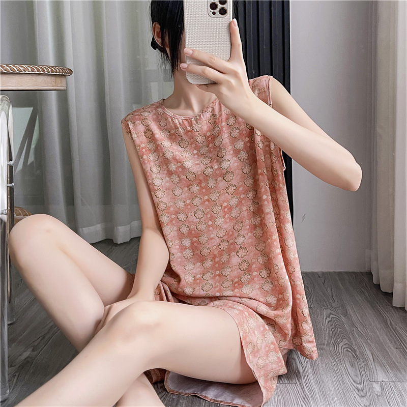 Nuevo pijama de verano de las mujeres de algodón fino de seda lindo de dibujos animados sexy estilo coreano más tamaño traje de dos piezas desgaste del hogar de verano