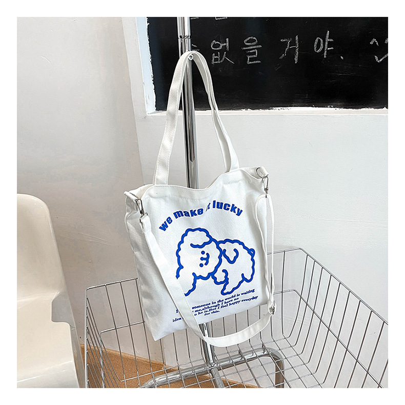 New fashionable and cute canvas bag, simple and large-capacity tote bag, casual and versatile single-shoulder crossbody bag, Douyin consignment undefined