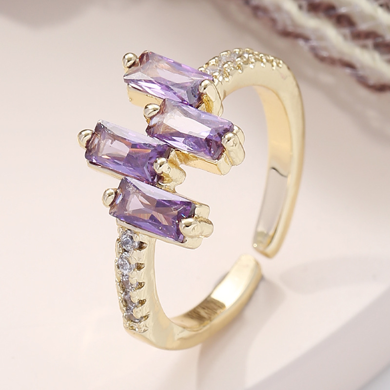 5g Weight Zircon Inlay Material Open Ring Classification Adjustable Ring Size 1 Piece Quantity Daily Occasion Copper Material Geometric Pattern Women'S Gender Plating Design Fashion Style Fashion Geometric Copper Plating Zircon Open Ring 1 Piece 9