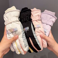 冬季滑雪手套女士东北加绒厚防水防风保暖户外骑行电动车触屏玩雪