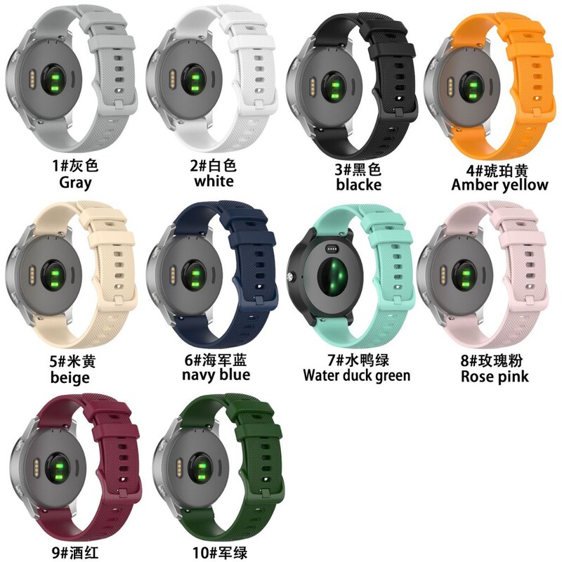 Suitable for Huawei Garmin Venu2S Silicone Watch Strap Flat-Head Universal Smart Watch Strap Diamond Small Checkered Strap Suitable for Huawei Garmin Venu2S Silicone Watch Strap Flat-Head Universal Smart Watch Strap Diamond Small Checkered Strap
