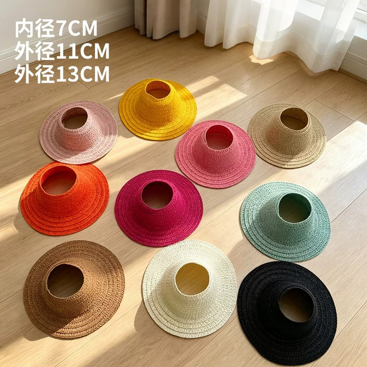 Labubu open-top straw hat, woven hat, party costume accessory, pastoral style, Labubu doll clothing decoration accessory