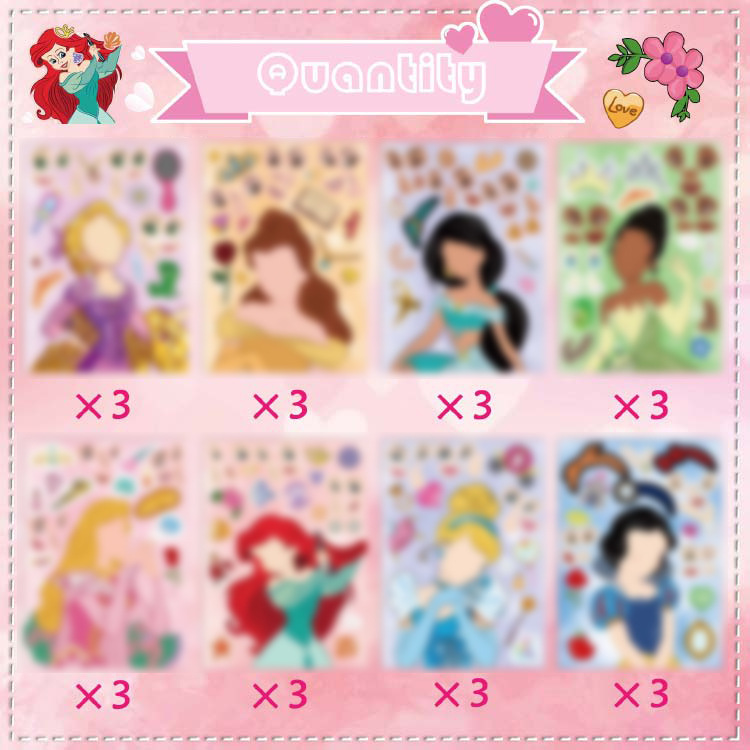 Cuento de hadas anime princesa DIY niños rompecabezas pegatinas artesanía arte pared botella agua decoración del partido