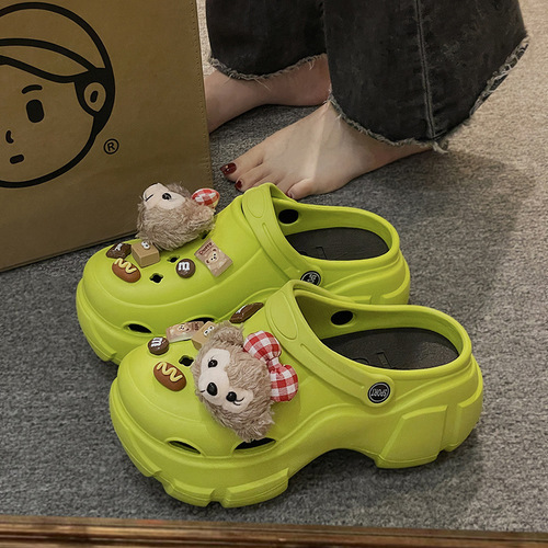 Summer Croc Shoes EVA Women's Increased Thick Sole Outer Wear Internet Celebrity Beach Shoes Non-Slip Slippers Baotou Garden Shoes Wholesale