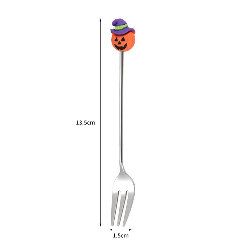 ステンレス鋼ハロウィーン食器セットフォークスプーンクリエイティブ漫画デザートスプーンコーヒー攪拌スプーンフルーツフォークデザートフォーク|undefined