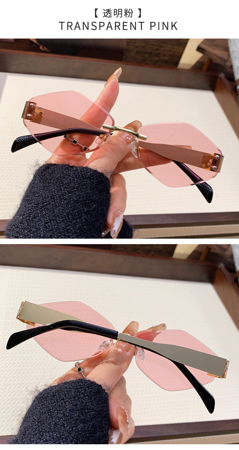 All Seasons Season Elegant Simple Style Solid Color PC UV400 Protection Polygon Frameless Women's Sunglasses