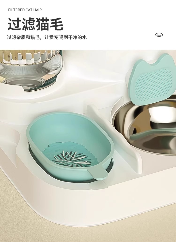 Automatic Cat Feeder With Water Dispenser Double Pet Dish Bowl_voghion.com