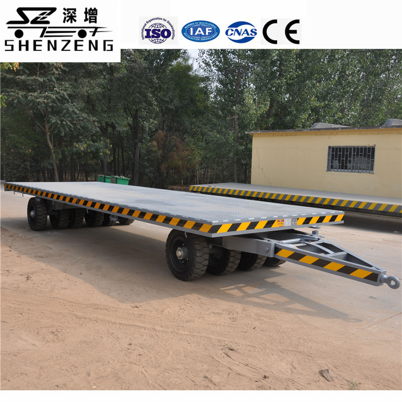 30吨重型平板拖车 厂内中专运输板车 全挂拖车 叉车牵引平板拖车