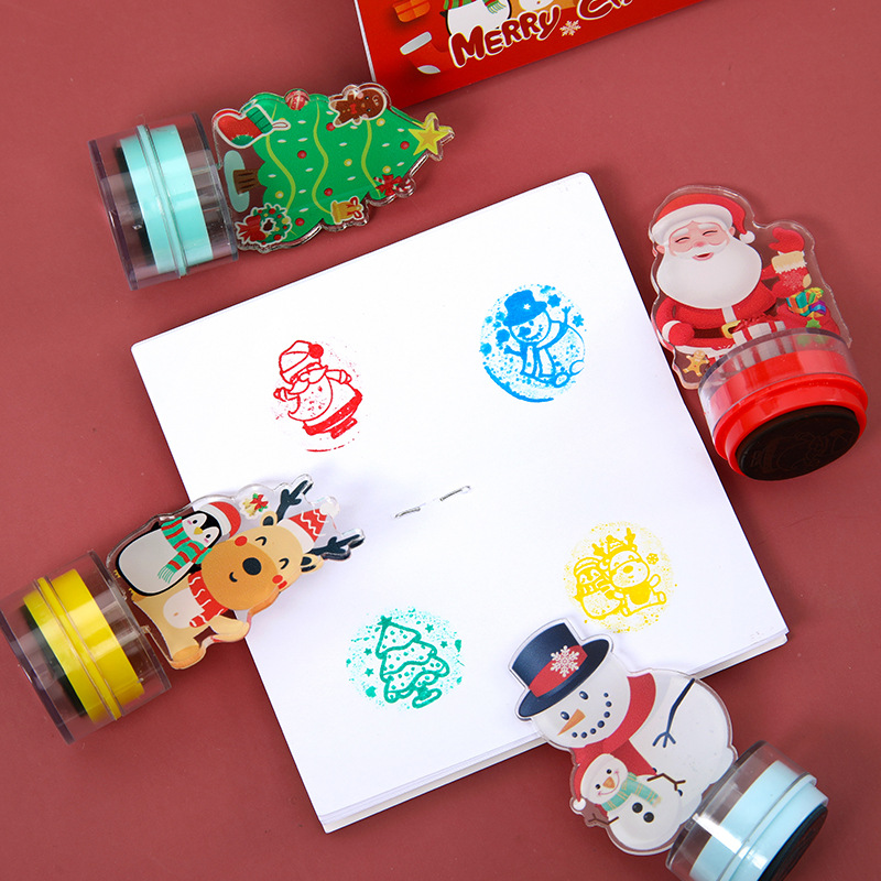 Sello acrílico de Navidad sello fotosensible de Navidad estudiantes primarios niños recompensas vacacionales pequeños regalos de aprendizaje papelería