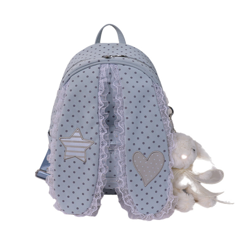 Nuevo lindo lindo punto de onda de encaje orejas de conejo mochila para mujeres 2026 viaje de gran capacidad mochila escolar diaria
