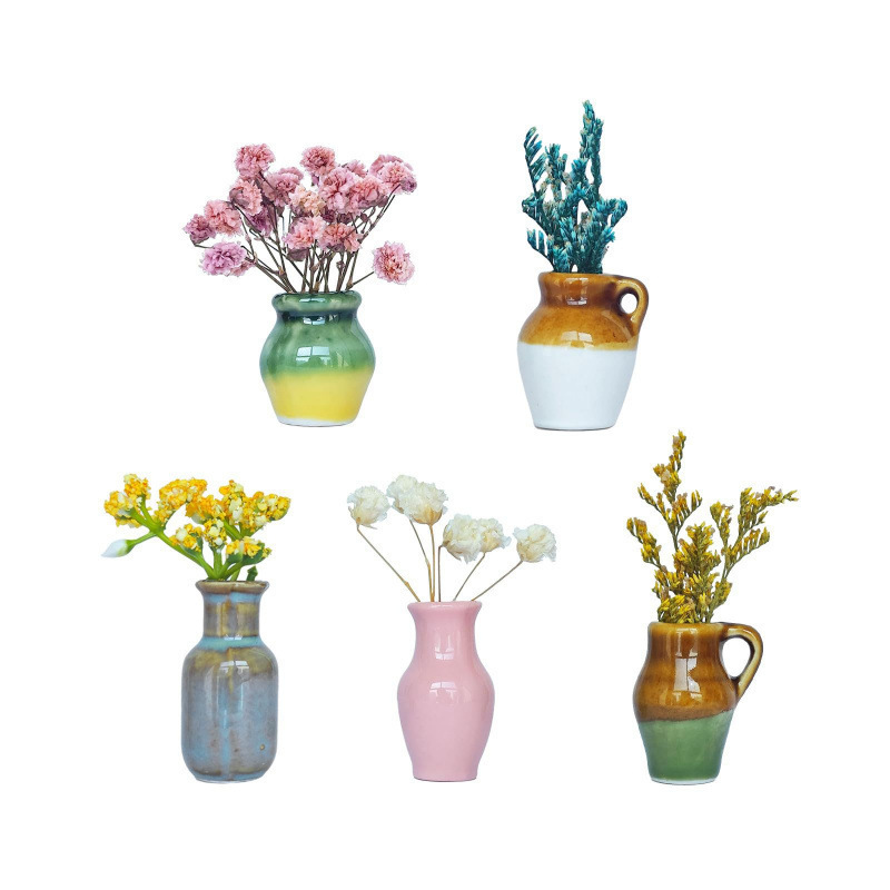 Mini vasos de adsorción transfronterizos refrigerador pegatinas decoraciones ins cerámica mosaico mini vasos de flores para gatos deben recolectar botellas