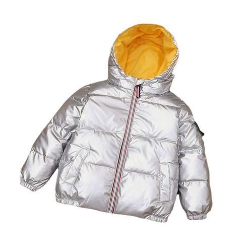  new autumn and winter children's down jackets for boys and girls, big children's anti-fouling little silver jackets with removable hoods, trendy