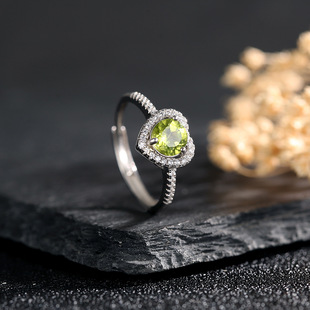 925 Silver Ornaments Sterling Silver Natural Peridot Sterling Silver Ring Women's Fashion Jewelry Birthday Gift Customizable Color Treasure