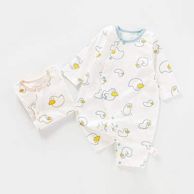 嬰兒春夏長袖連體衣男女寶寶新款哈衣新生兒春裝爬爬服