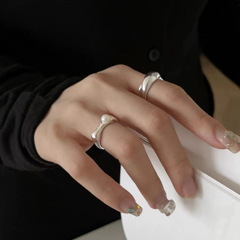 Fashion Geometric Sterling Silver Plating Pearl Open Ring