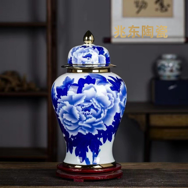 景德镇陶瓷酒瓶青花将军罐十斤空酒瓶酒坛密封酒馆藏酒摆件