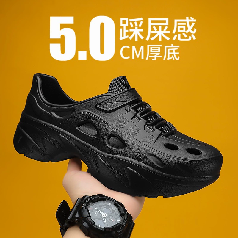 Мужские крокодиловые туфли 2025 лето новые мужские верхняя одежда на толстой подошве антизапах спортивный стиль для активного отдыха на море пляжные туфли для прогулок