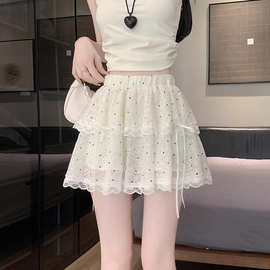波点蕾丝半身裙女夏季新款高蛋清新甜美显瘦a字蓬蓬防走光糕短裙