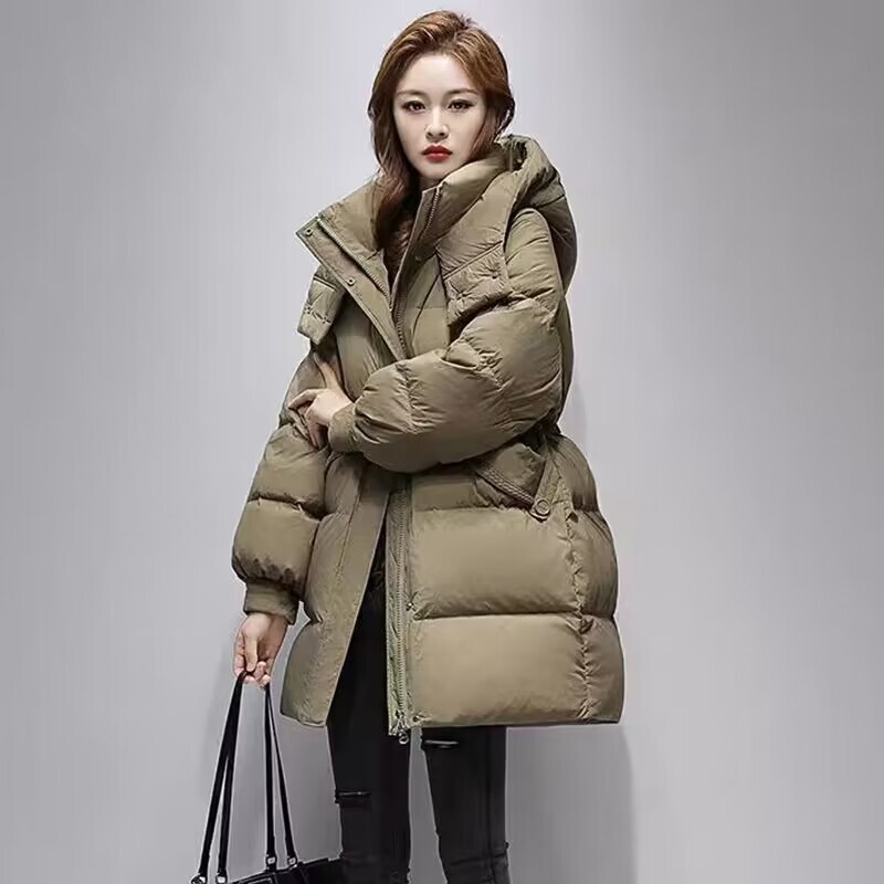 Counter Style Cold-Proof down Jacket for Women 2025 Korean Style Fashionable White Duck down Loose Waist Versatile Warm Jacket
