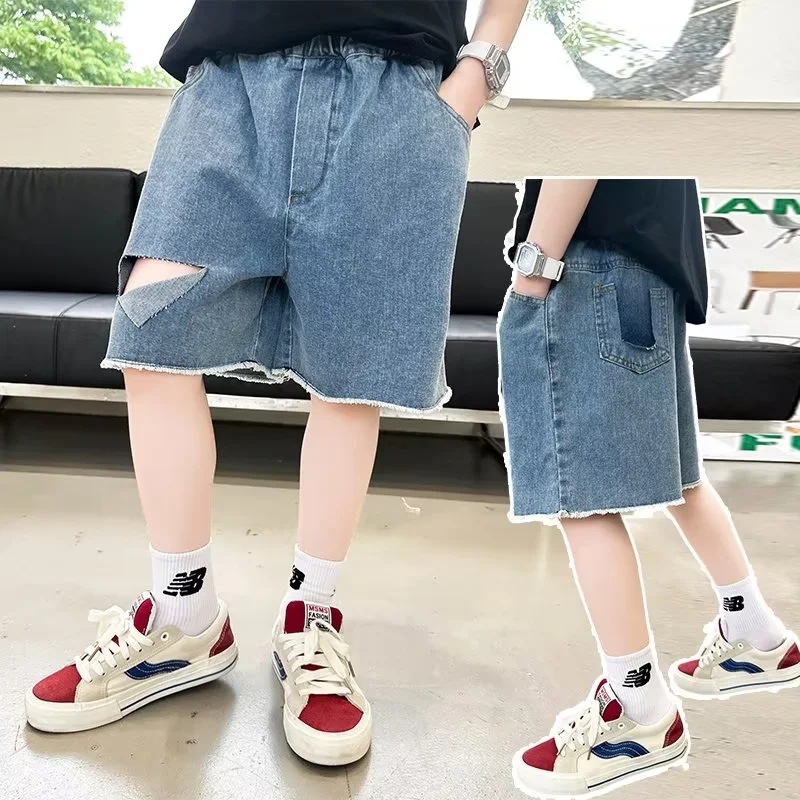 Boys Pants Spring and Summer 2024 New Children's Five-point Pants Children's Wear Trendy Denim Shorts