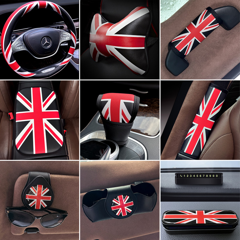 Union Jack dizaynlı sükan örtüyü və avtomobil aksesuarları dəsti
