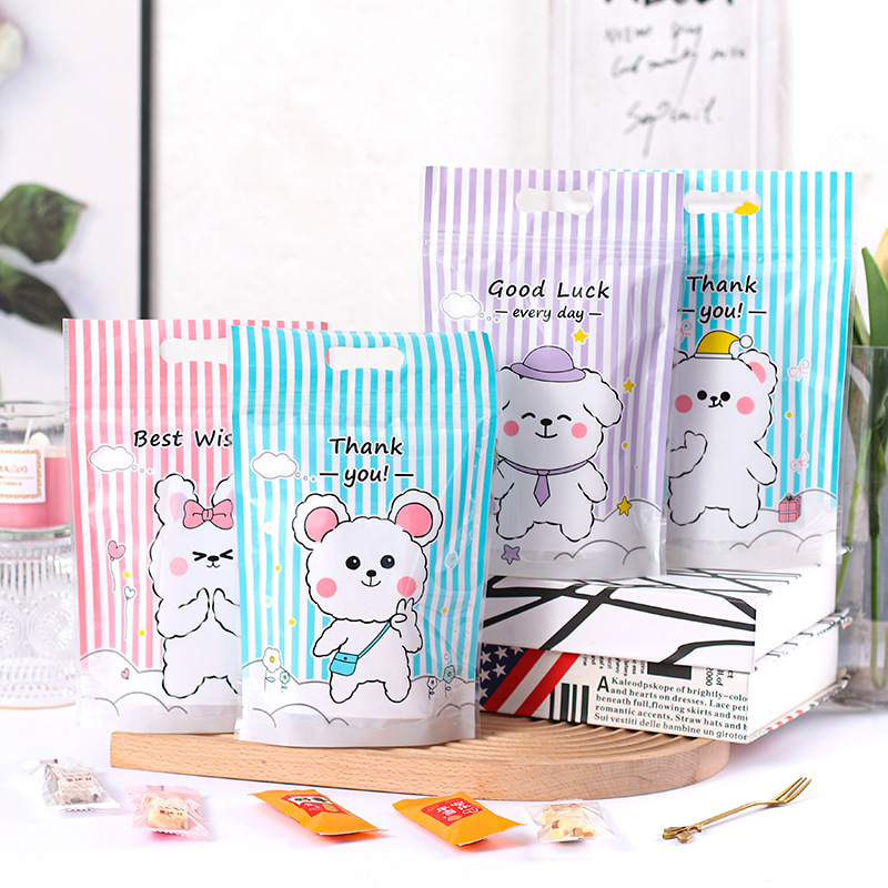 Copo de nieve de dibujos animados crujiente auto-permanente bolsa turrón bolsa de embalaje Caja de galletas leche azufaifo bolsa de caramelo bolsa de cremallera portátil