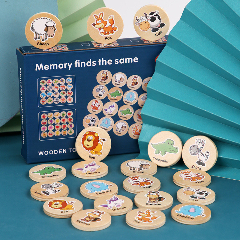 New Memory to Find the Same Game Cartoon Thinking Chess Early Childhood Education Educational Mindset Training Wooden Toys