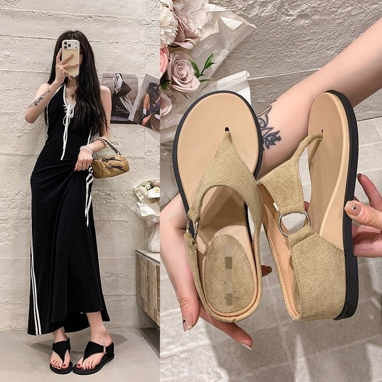 La parte inferior gruesa aumenta la altura del talón clip zapatillas de flip flops para mujeres verano 06 nuevas zapatillas no cansadas image 1