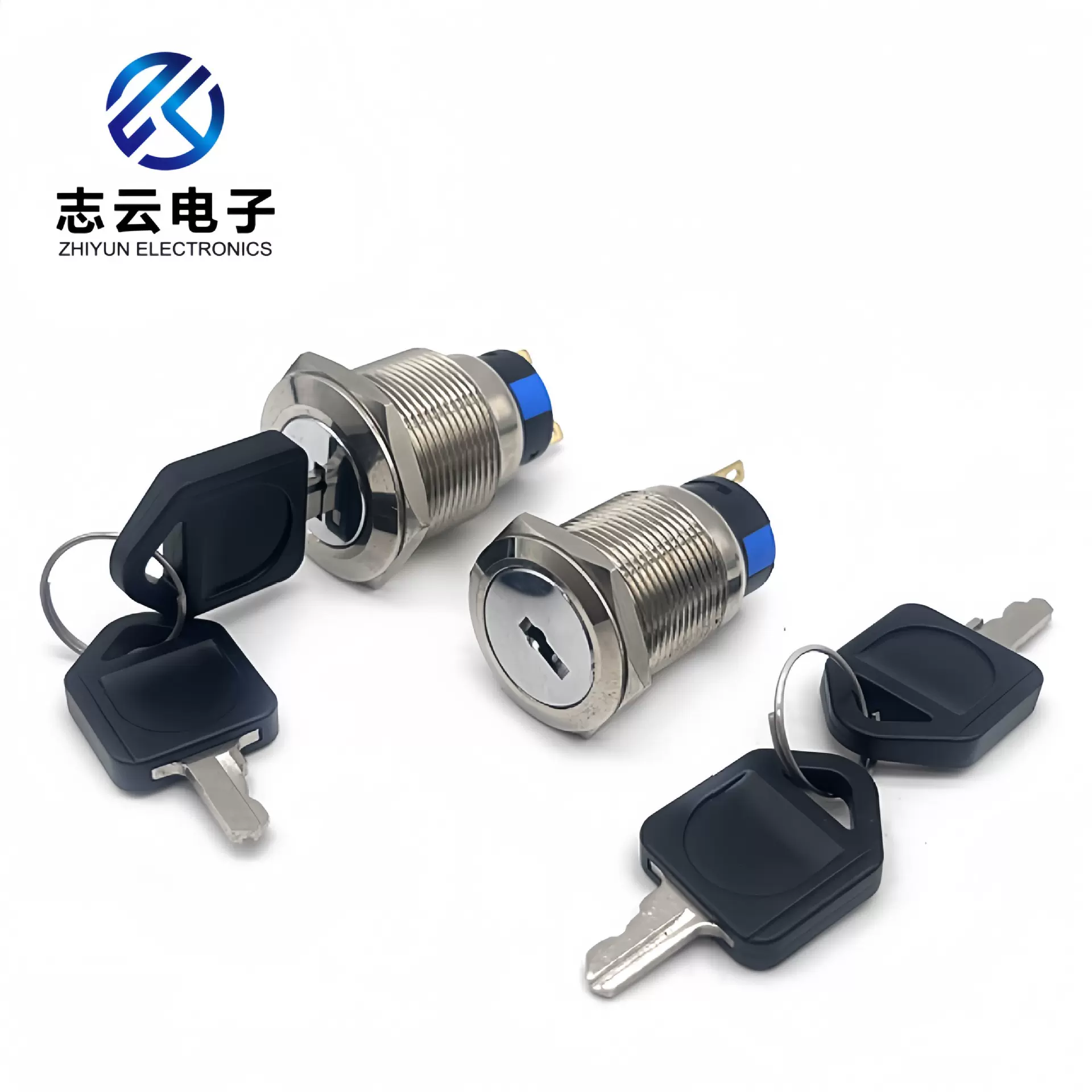 供应钥匙旋钮开关19/22MM带钥匙带手柄两档三挡金属旋转旋钮开关