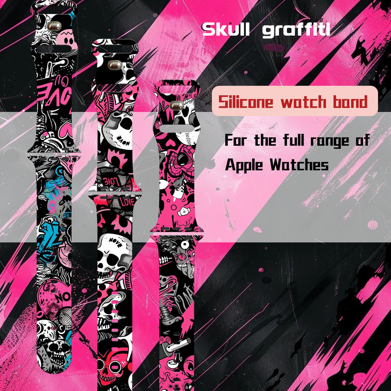 Halloween Printed Watch Strap Is Suitable for Apple iWatch S11/S10 and Samsung Fitbit Versa 3/4 Generation Watches