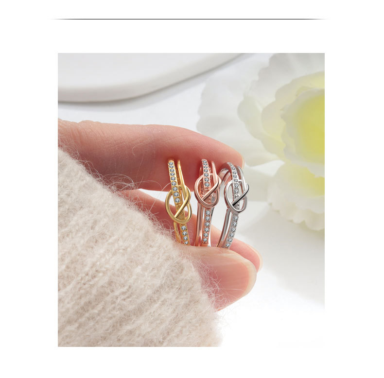 18K Gold Plated 925 Sterling Silver Zircon Knot Rings 925 Beauty & Health display picture 3