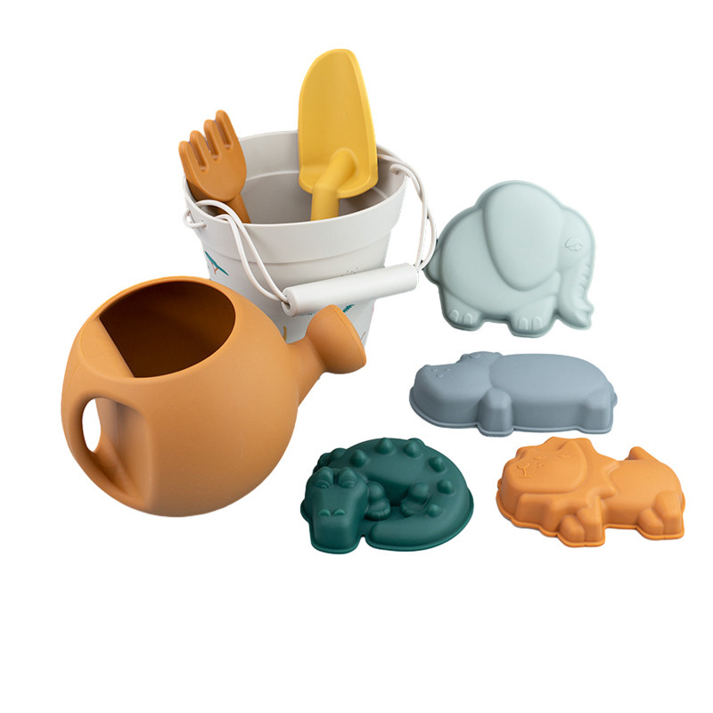 Jugar herramientas de arena Material de silicona Cubo de arena junto al mar Jugar herramientas de arena silicone beach toys