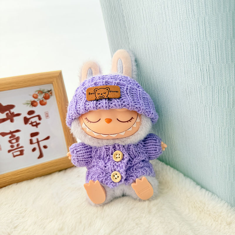 Solo ropa] Llavero de primera y segunda generación Labubu colgante de ropa Rabubu ropa de bebé suéter de punto traje de sombrero