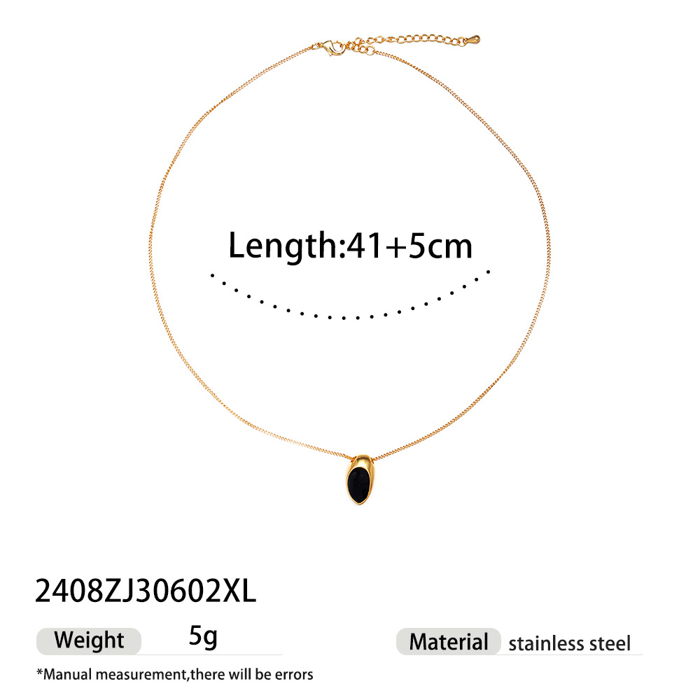 Collar de acero inoxidable TENA Europa y América lujo ligero nicho universal piedra natural collar de acero titanio mujer cruzada venta caliente cadena clavícula