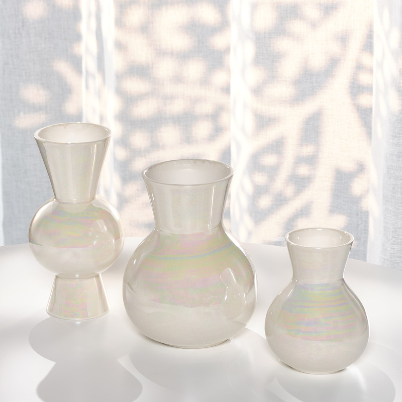 Chu Men Ins Light Luxury Fantasy White Ceramic Dry Flower Vase Home Stay Living Room Decor Item Flower Arrangement Ornament Flower Pot