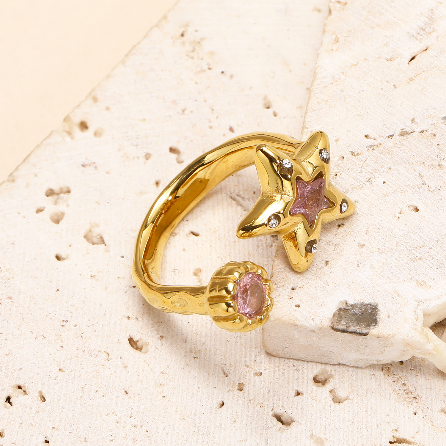 12g Weight Real Gold Plated Plating Material Open Rings Classification One Size Ring Size 1 Piece Quantity Daily Occasion 304 Stainless Steel Material Star Pattern Women's Gender Simple Style Style Waterproof Non Tarnish Craft Real Gold Plated Star 304 Stainless Steel Simple Style Waterproof Non Tarnish Open Rings 4