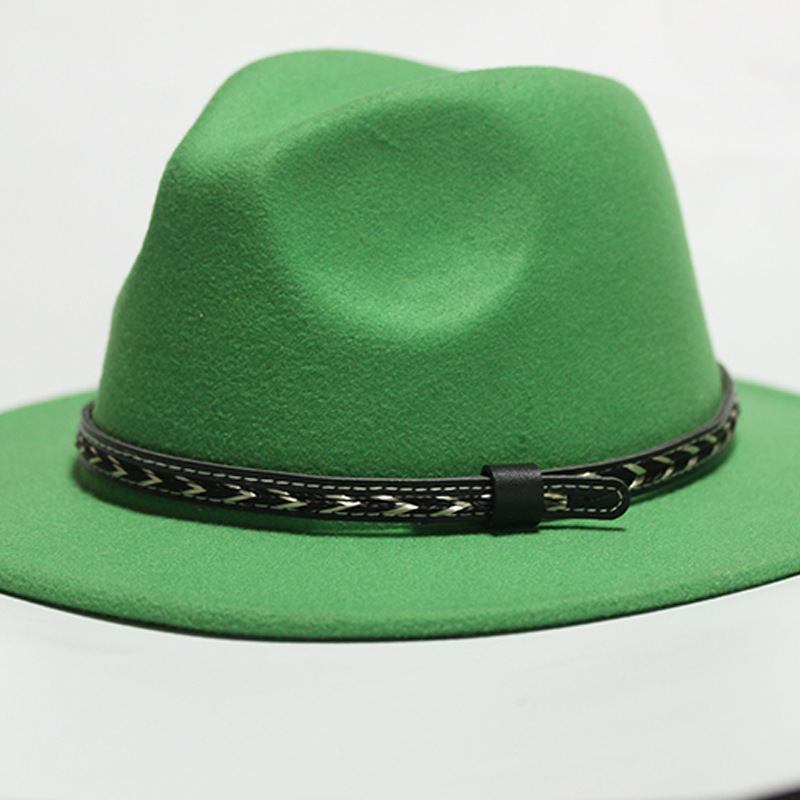 Nuevo sombrero Pu Correa remachada sombrero con sombrero vaquero de piedra elástica sombrero de fieltro cinturón de tejido modelo Pu sombrero con accesorios