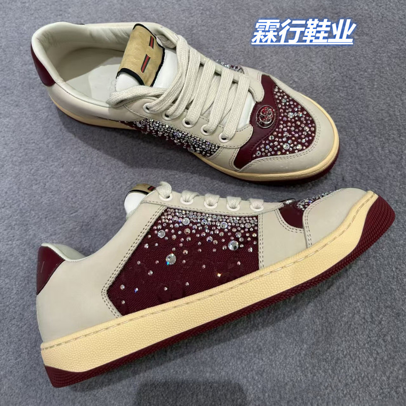 Gucci Vintage Distressed Sneakers with Rhinestones, Retro Style, Men's Shoes, g Brand Couple Casual Flat Versatile Sneakers Gucci Vintage Distressed Sneakers with Rhinestones, Retro Style, Men's Shoes, g Brand Couple Casual Flat Versatile Sneakers