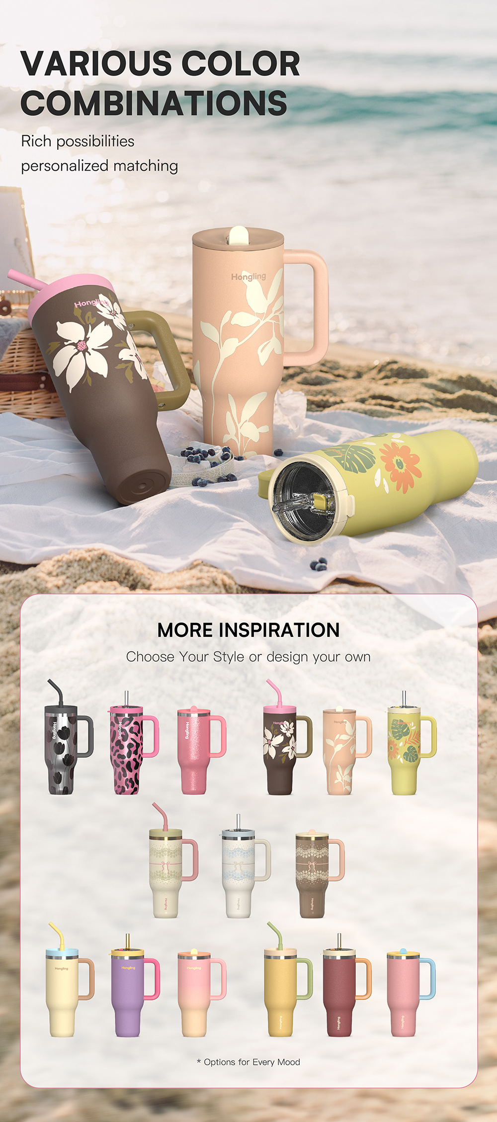 Large 40oz Insulated Stainless Steel Water Bottle With Push-lid_voghion.com