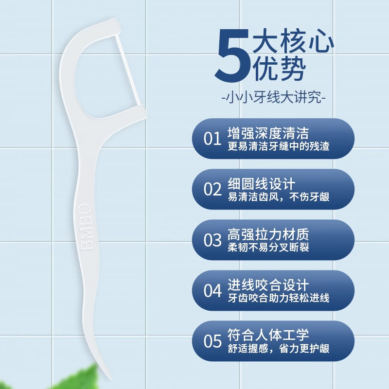 小竹经典牙线便携牙签盒家用清洁牙缝超细牙线棒一次性家庭装50支|undefined