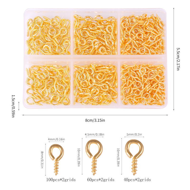 DIY Handmade Jewelry Accessories Sheep Eye Screws Self-Tapping Hooks Hanging Ring Screws Lanyard Hooks Multiple Specifications and Colors Boxed DIY Handmade Jewelry Accessories Sheep Eye Screws Self-Tapping Hooks Hanging Ring Screws Lanyard Hooks Multiple Specifications and Colors Boxed