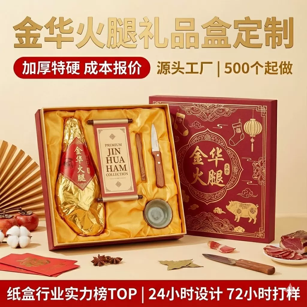 金华火腿书形盒礼盒定制磁吸翻盖烫金厂家直供来图小批量礼盒定做