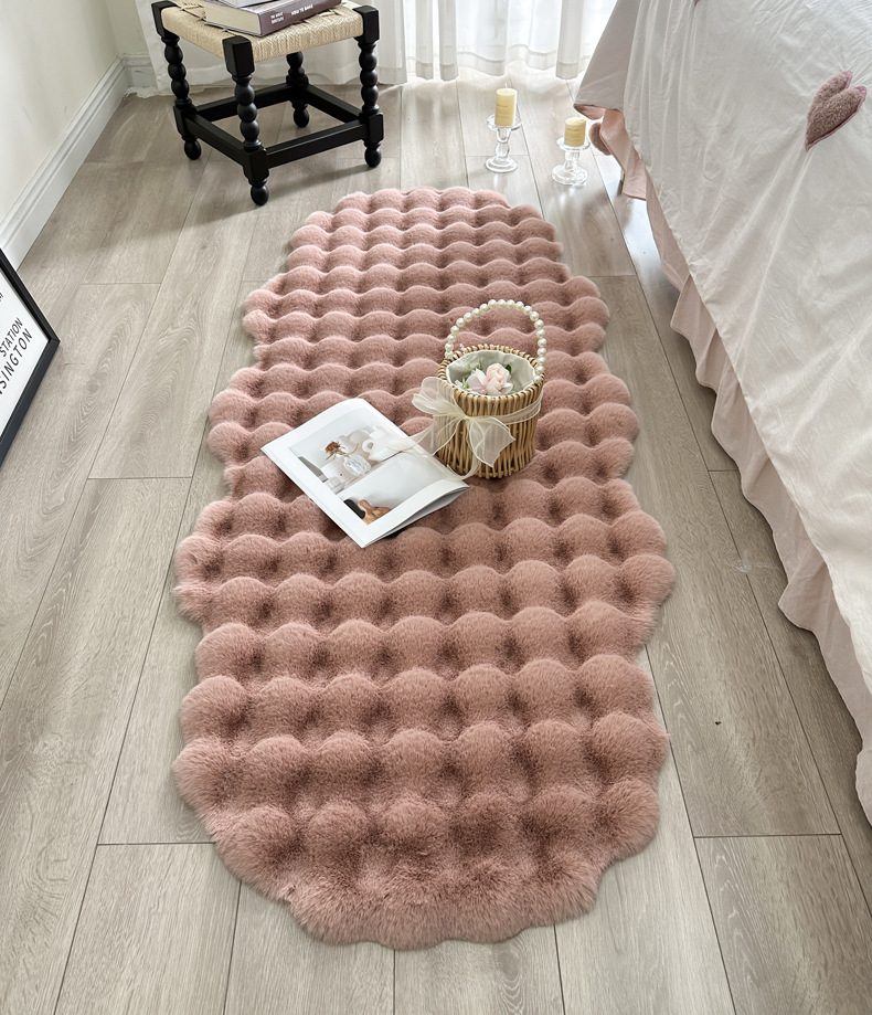 Imitation Rabbit Fur Bedroom Bedside Carpet Girl's Bedside Bubble Plush Floor Mat Bay Window Mat Living Room Coffee Table Sofa Cushion
