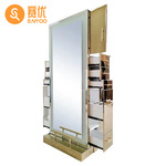 高端网红美发店镜台发廊专用简约理发店镜子带灯落地镜双面剪发镜