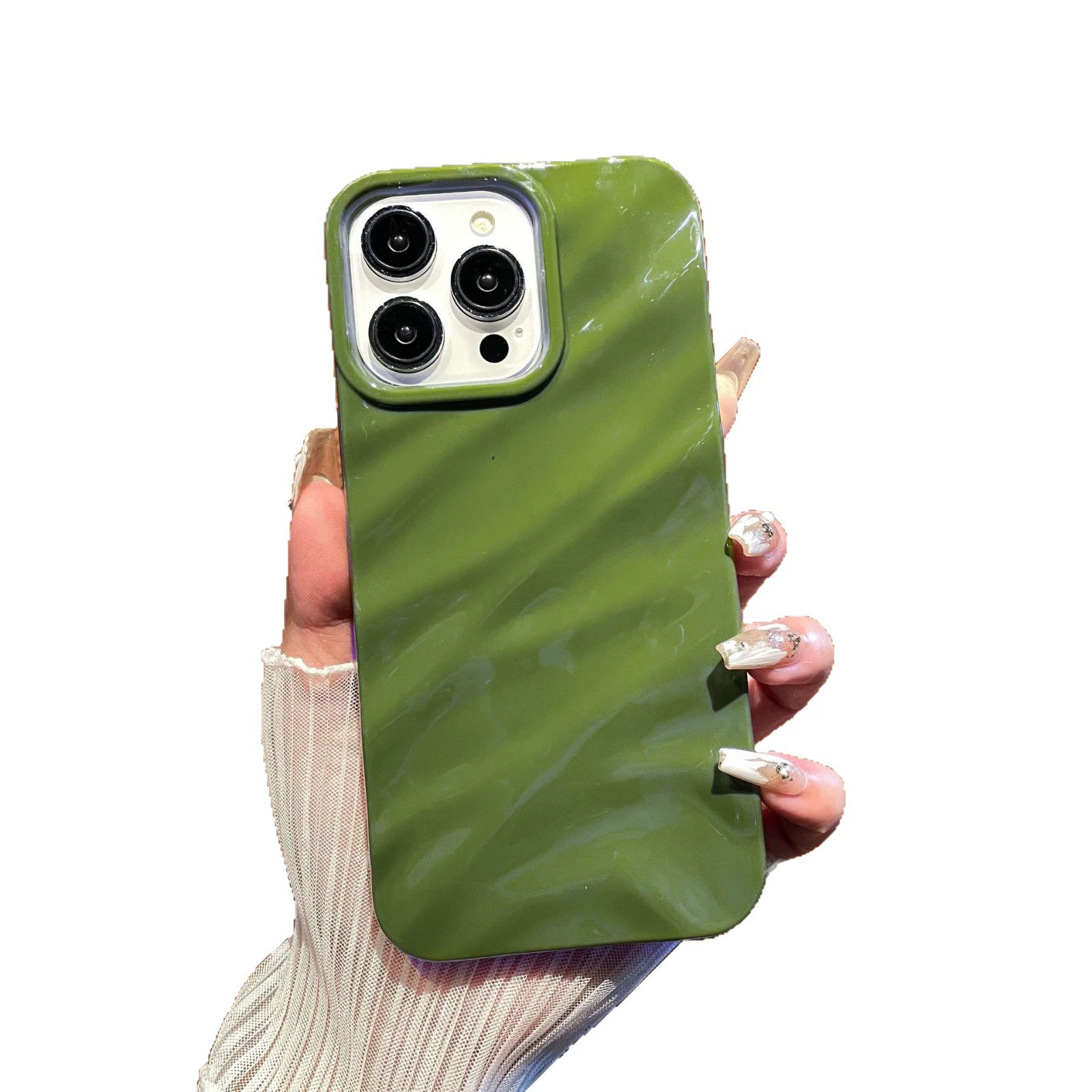 Apple, three dimensional wavy compatible phone case, iPhone 17, glossy protective case, iphone