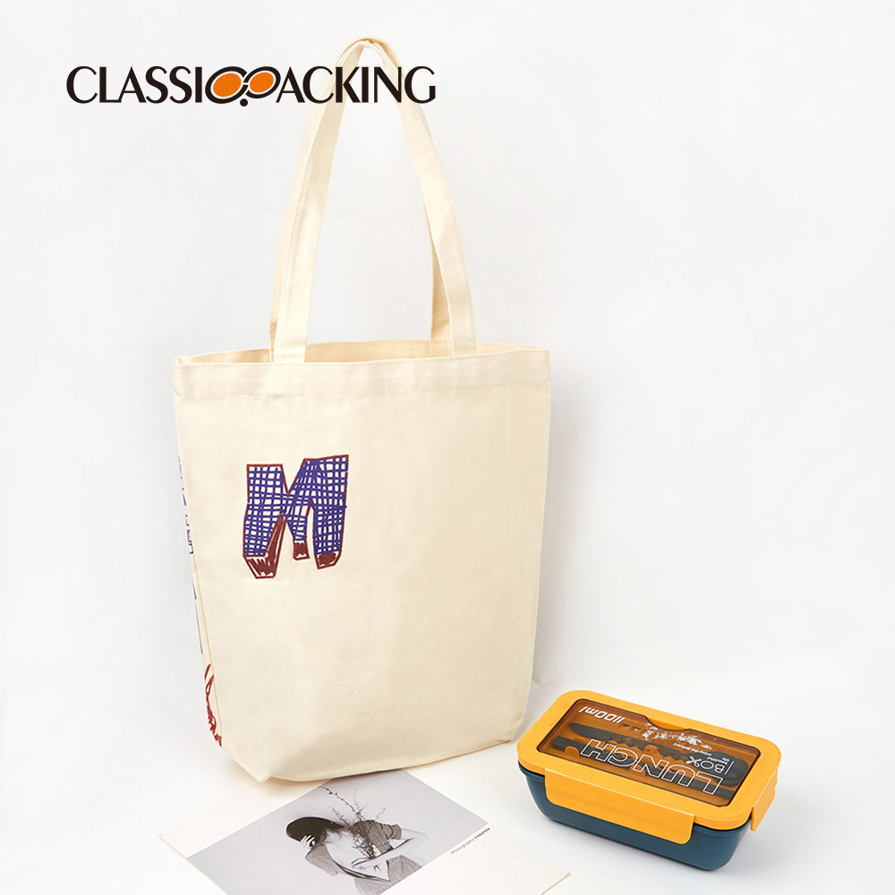 Diseño de fábrica bolsa de asas de gran capacidad bolsa de compras material de la lona versión completa impresión bolso puede ser impreso logo