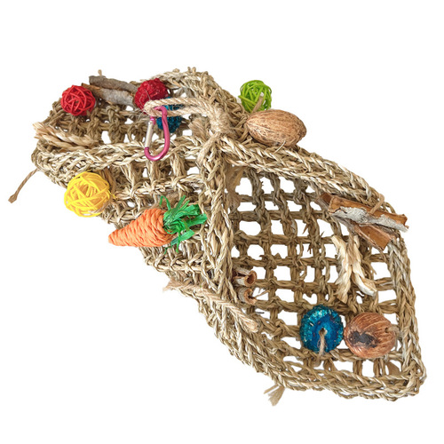 Parrot toy handmade straw tunnel black phoenix peony bird toy natural material play to relieve boredom beak bird swing